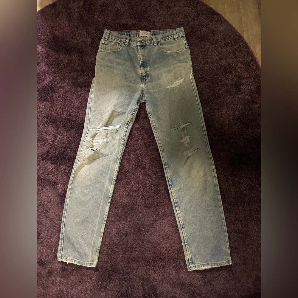Vintage 90s Men's Blue Naturally Distressed Jeans